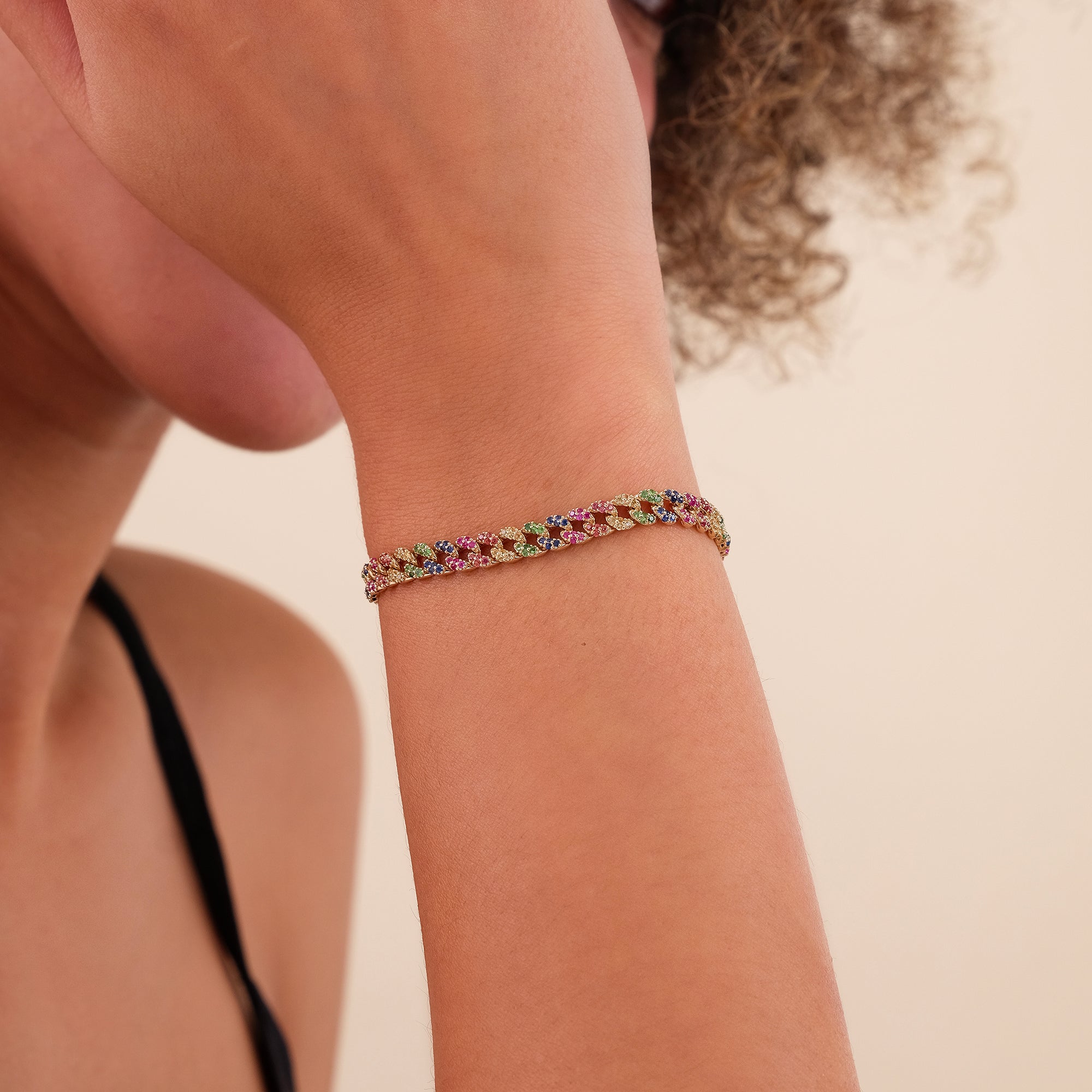 Mini Rainbow Cuban Link Bracelet
