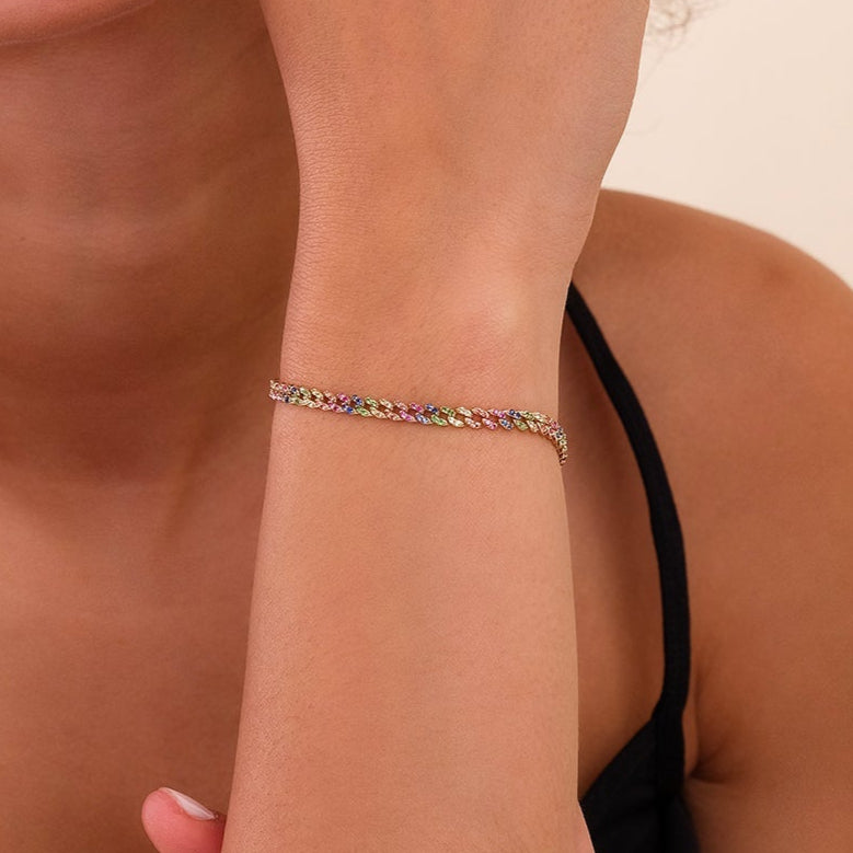 Multicolor Cuban Link Bracelet