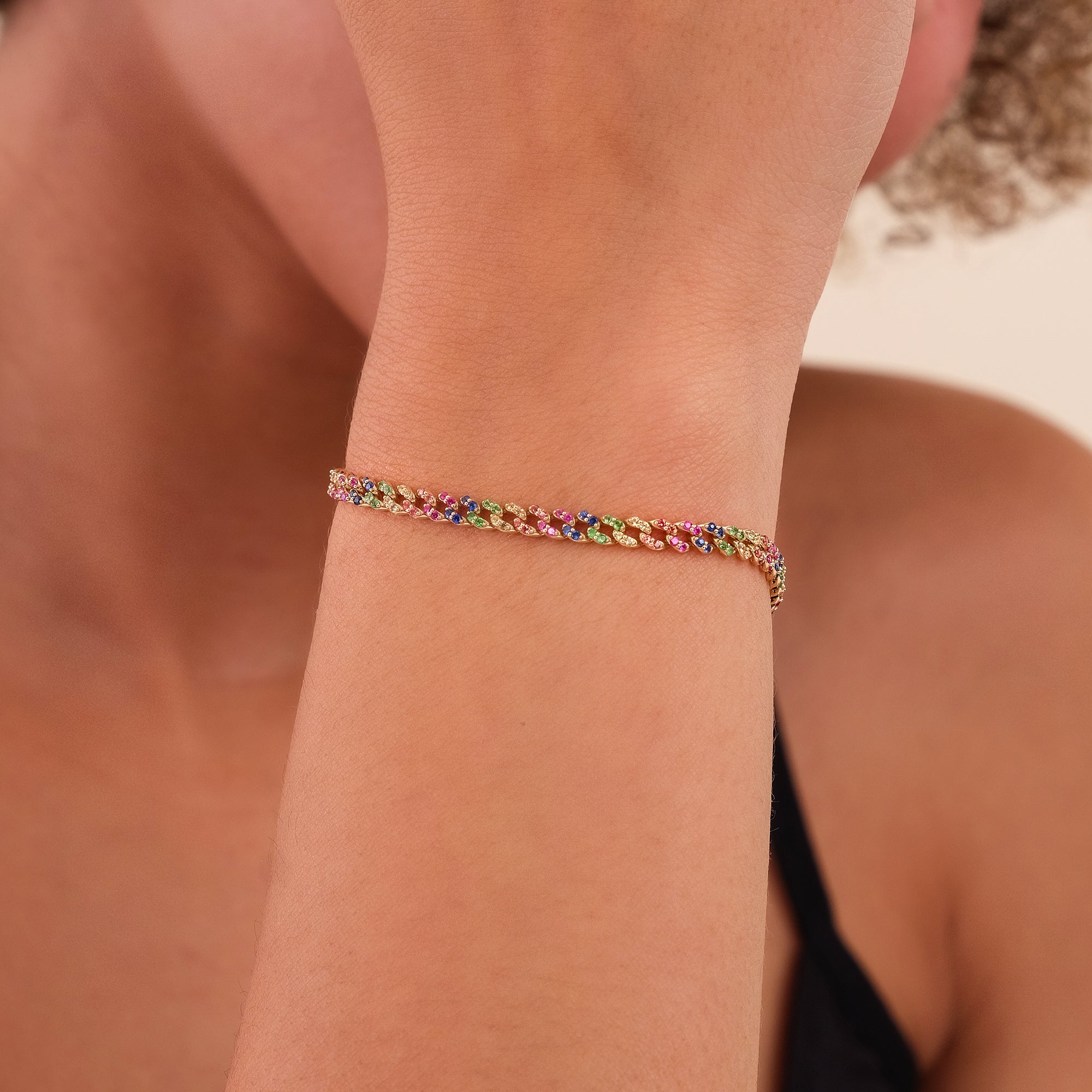 Multicolor Cuban Link Bracelet