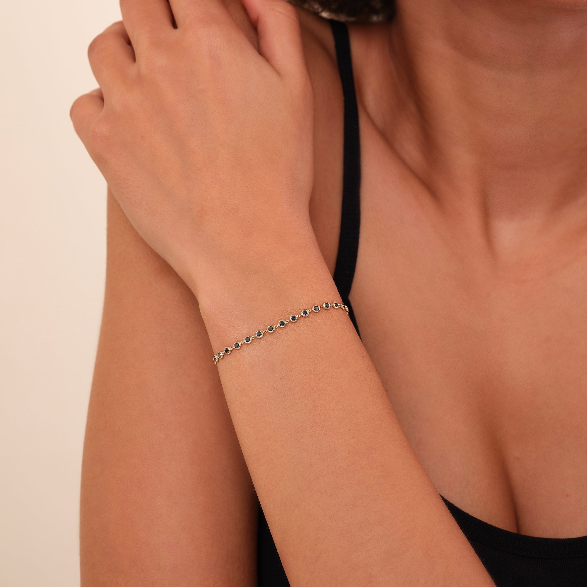 Obsidian Elegance Tennis Bracelet