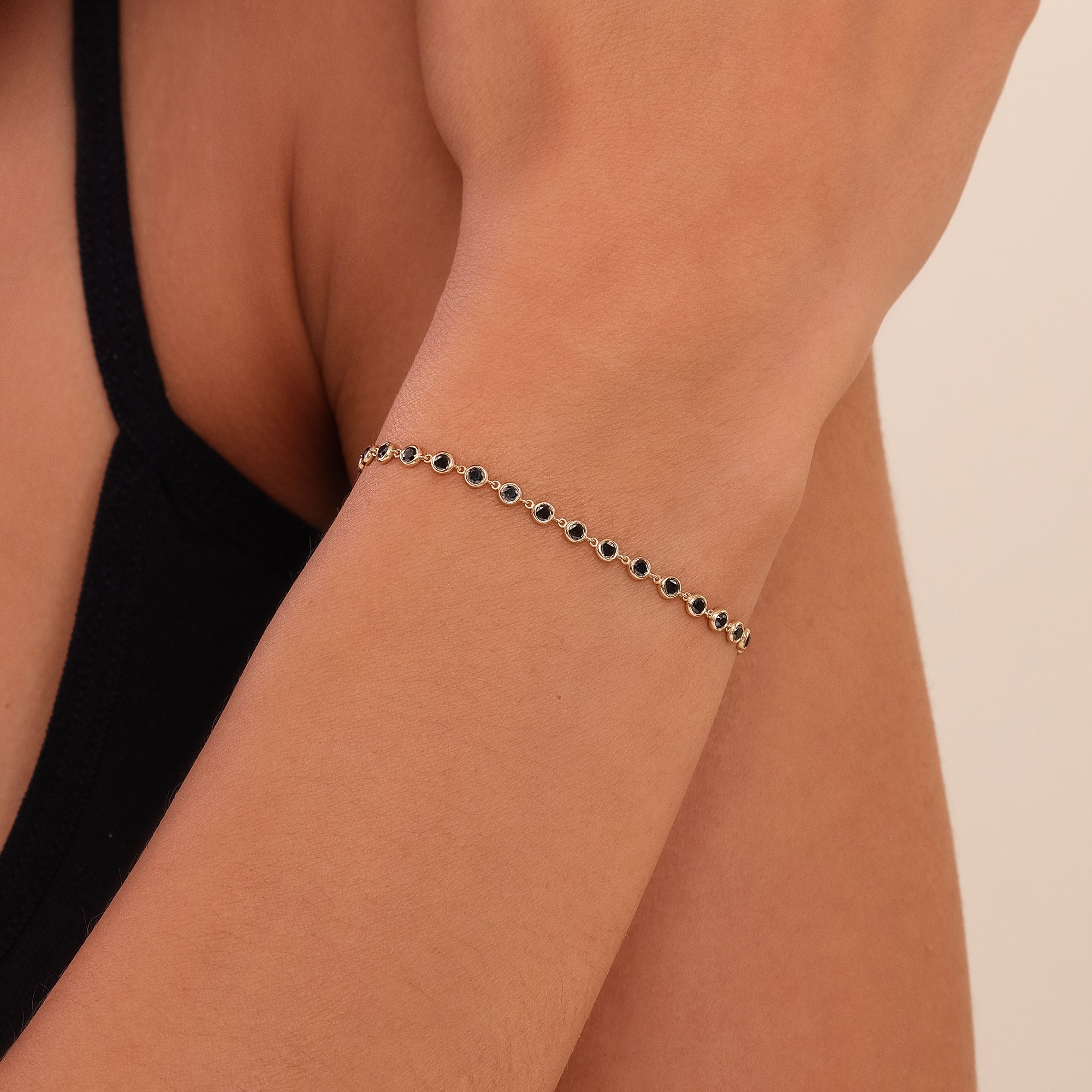 Obsidian Elegance Tennis Bracelet