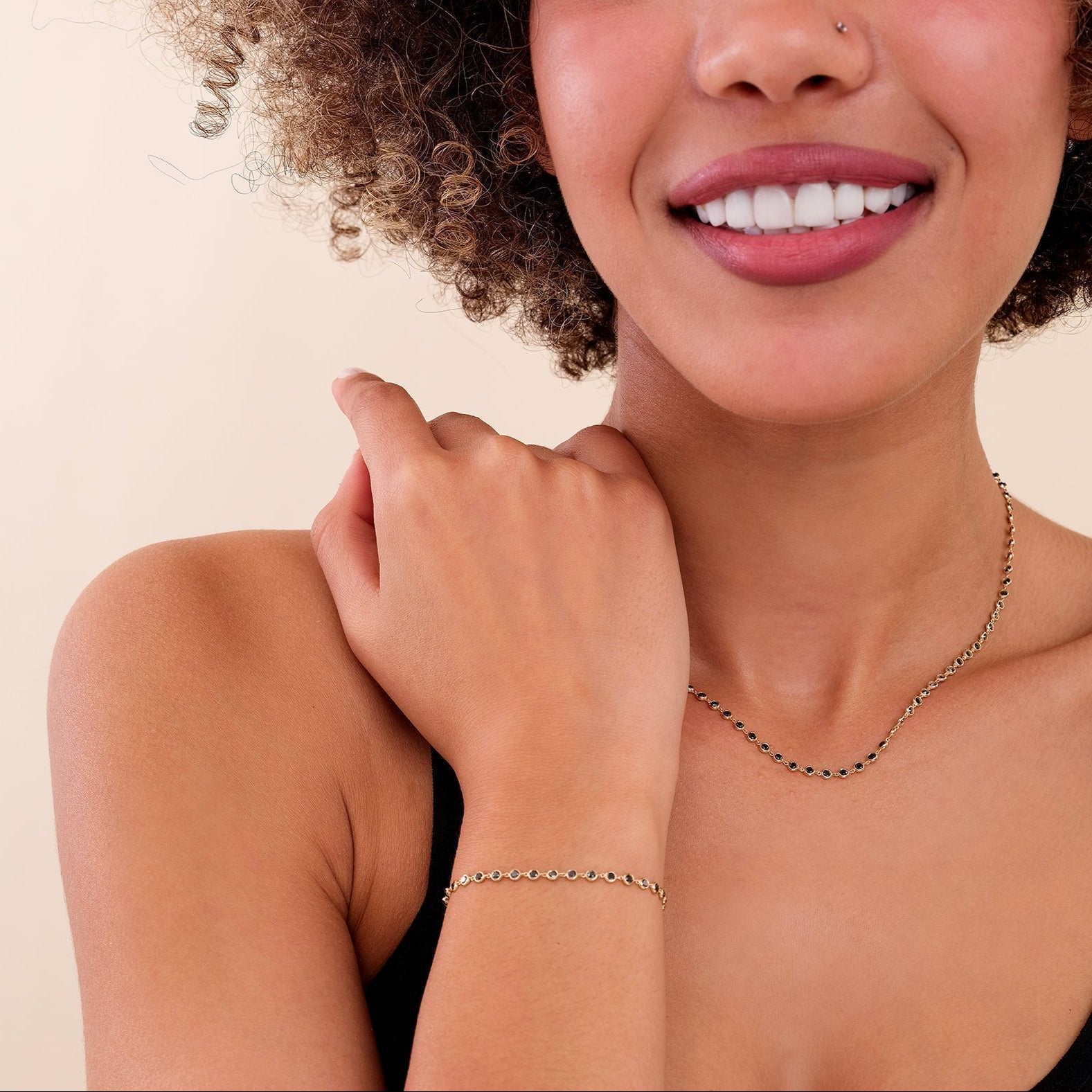 Obsidian Elegance Tennis Bracelet