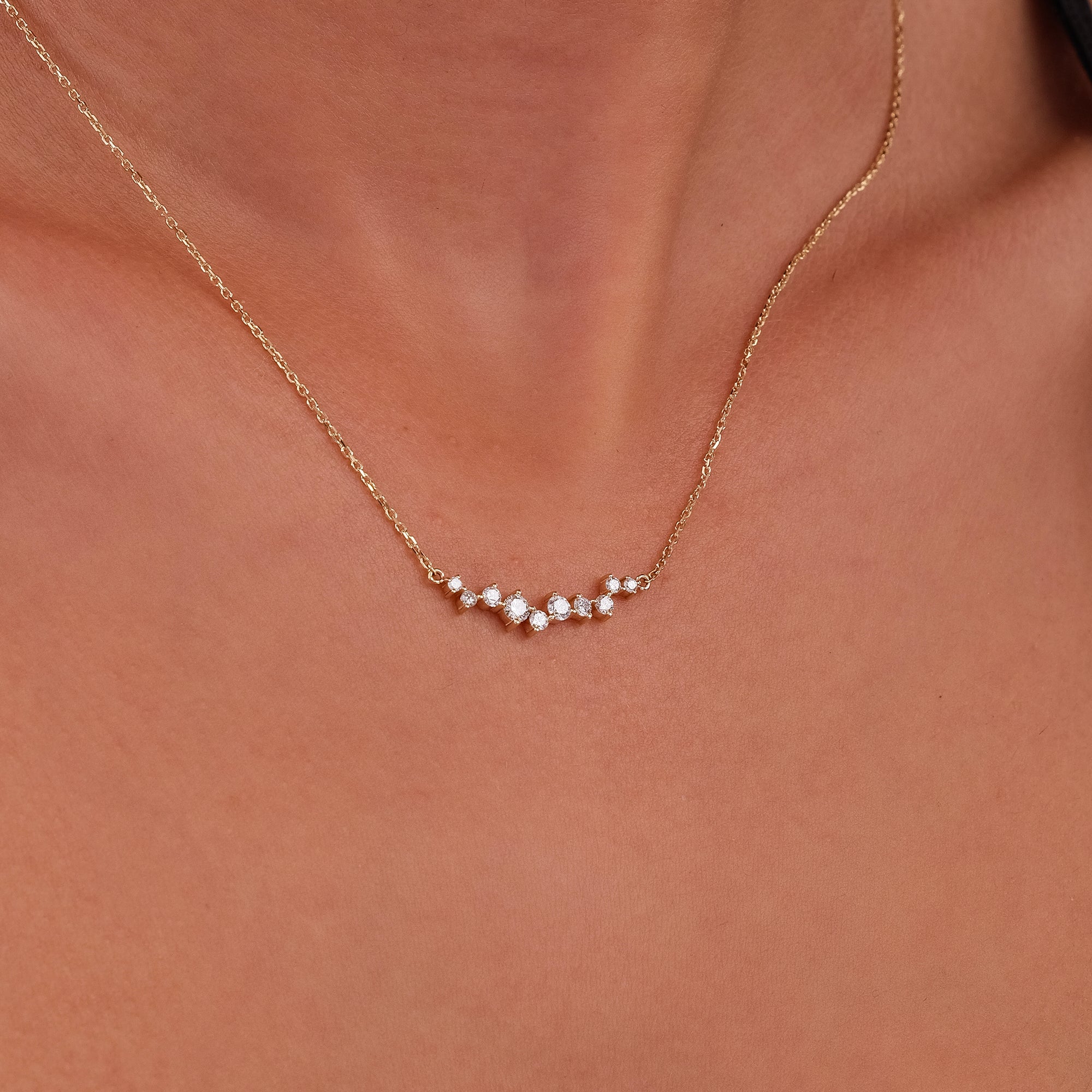 Diamond Sparkling Halo Cluster Necklace