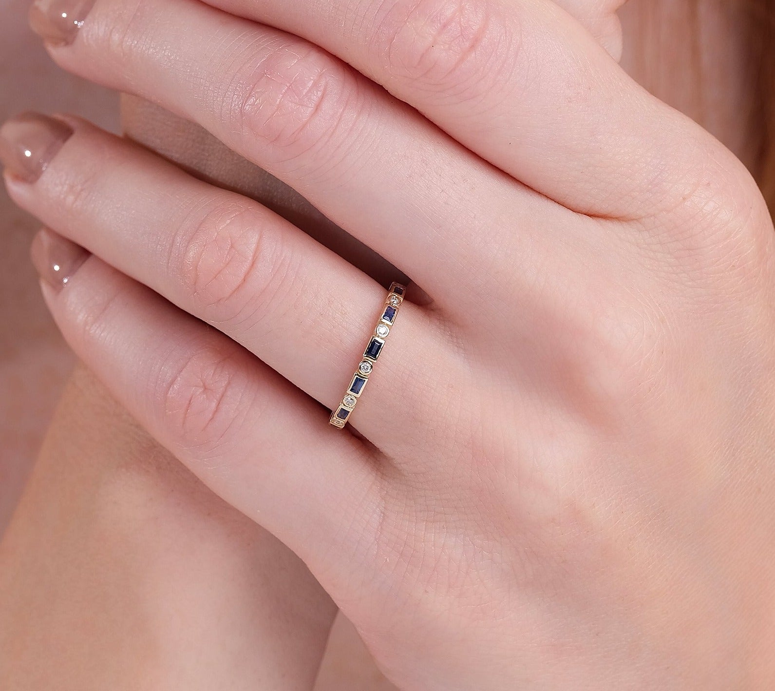 Starlight Sapphire Eternity Ring