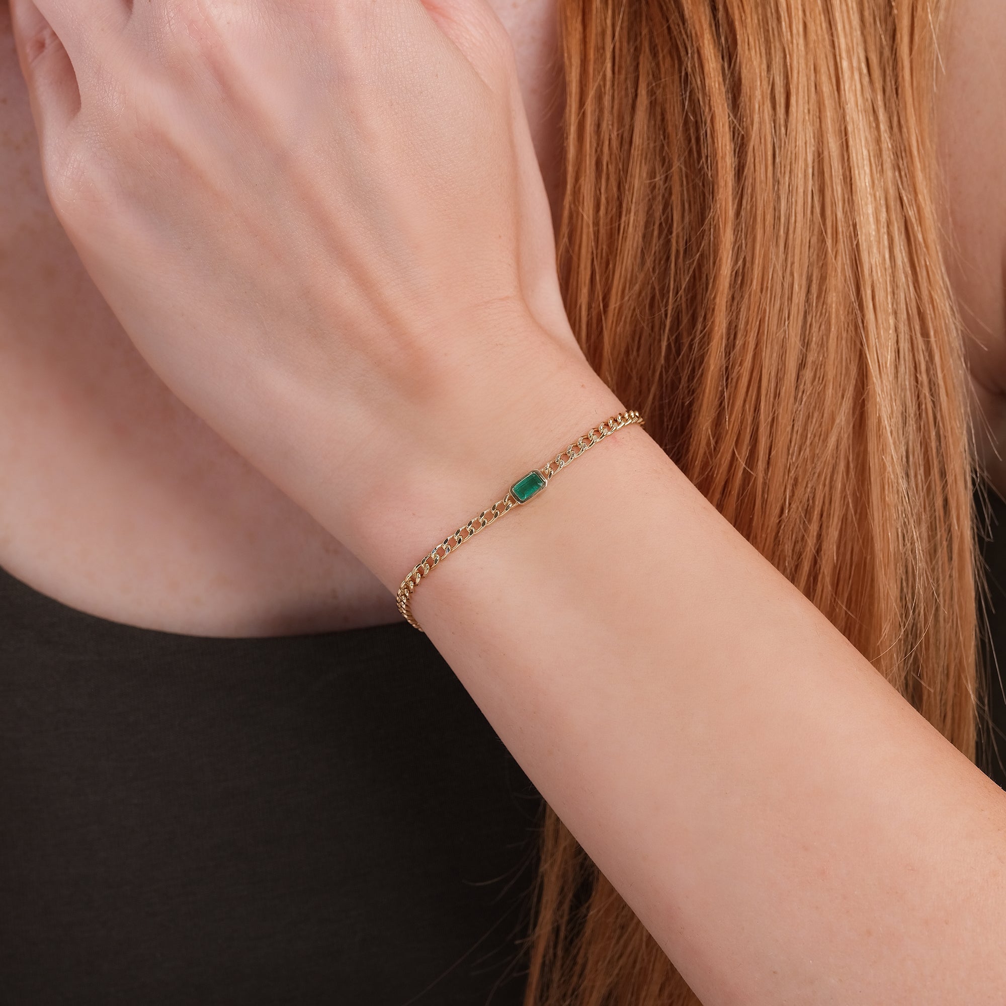 Luxe Green Cuban Bracelet