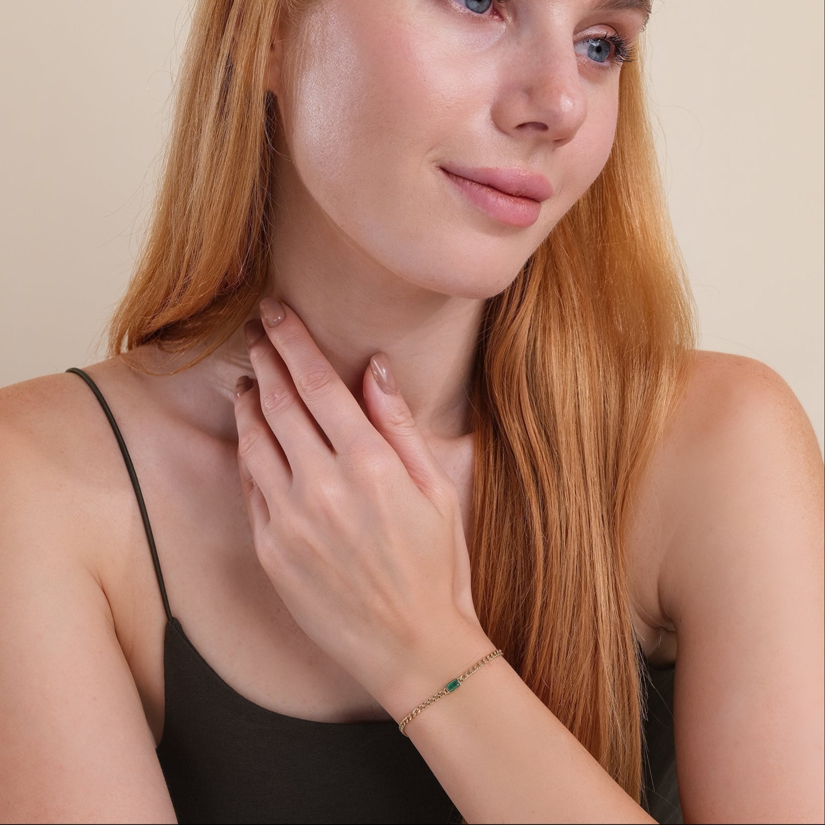 Luxe Green Cuban Bracelet