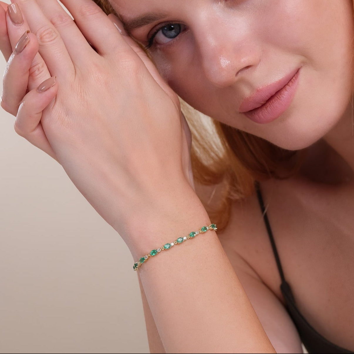 Diamond Emerald Garland Eternity Bracelet