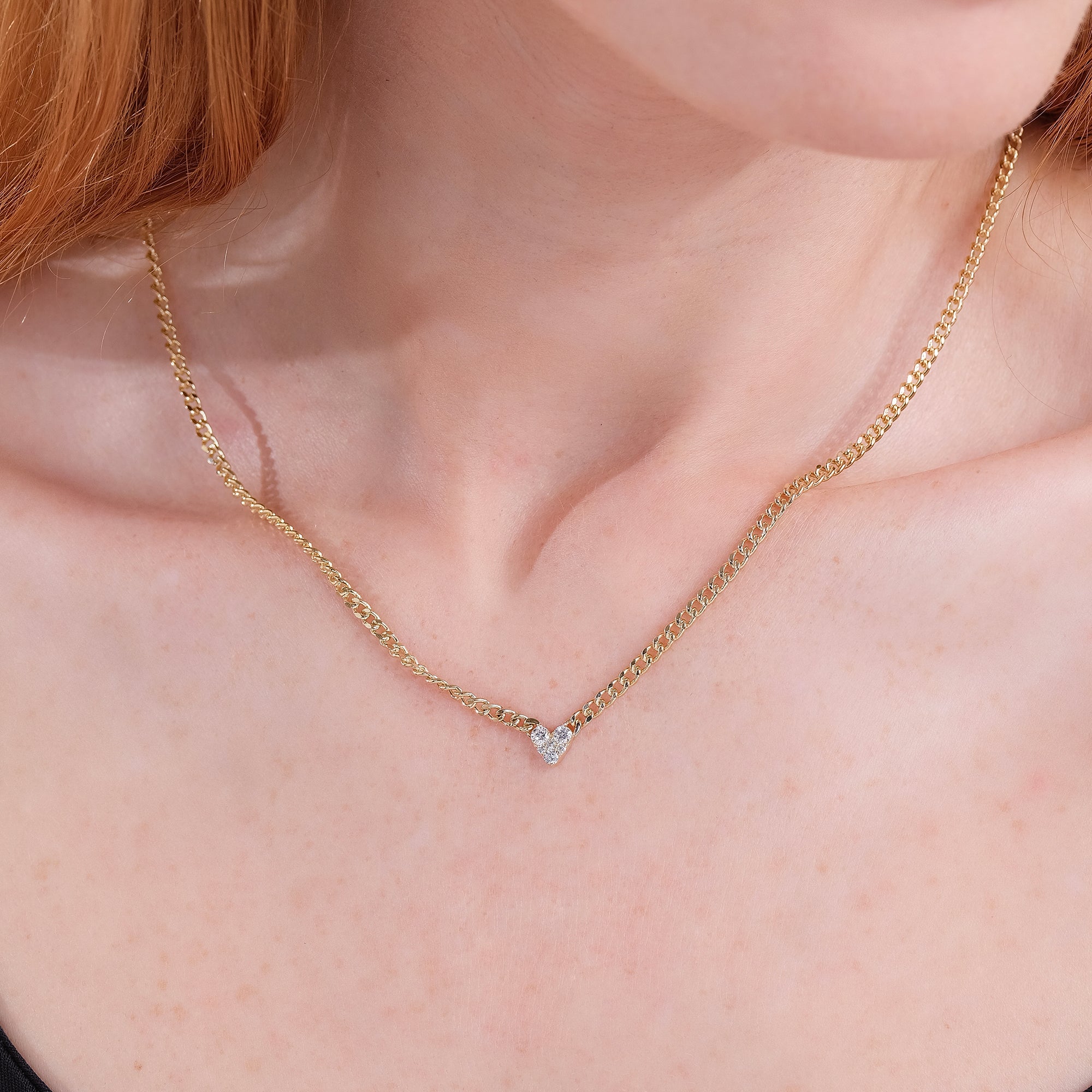 Lustrous Diamond Heart Cuban Chain