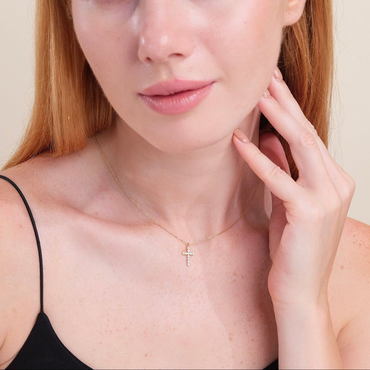 Bezel Shine Cross Necklace