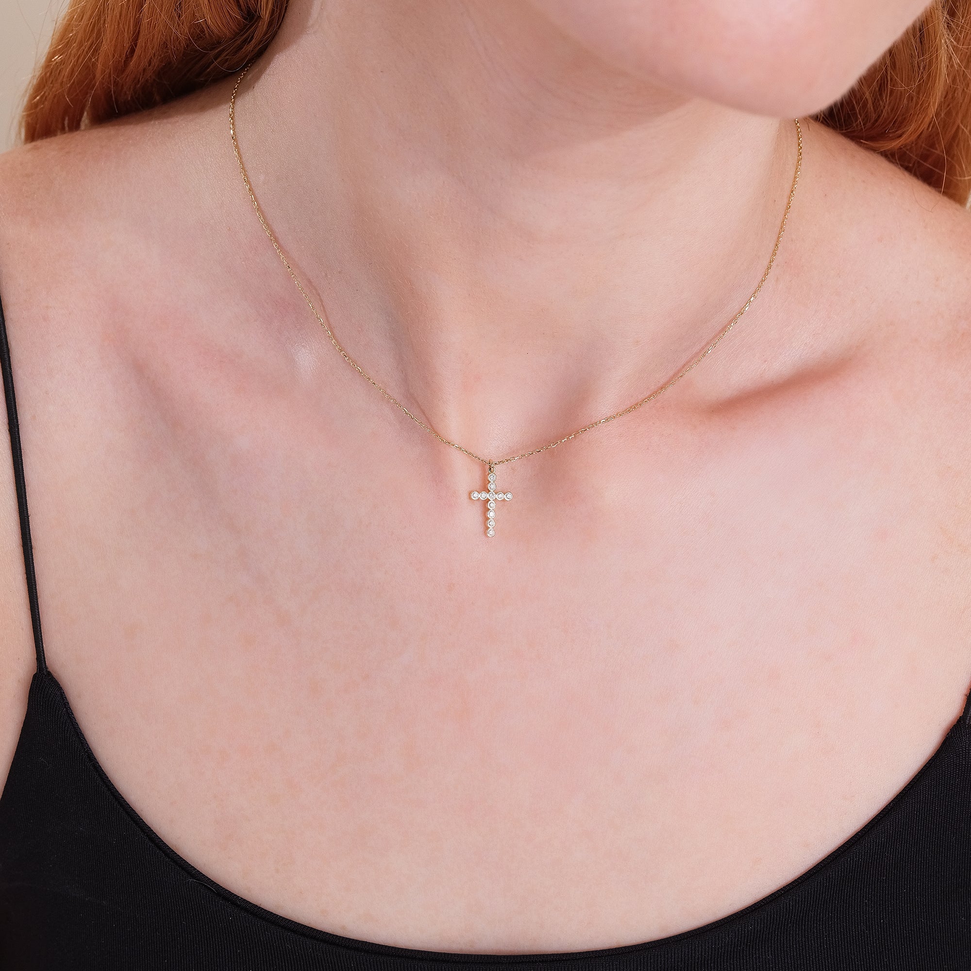 Bezel Shine Cross Necklace