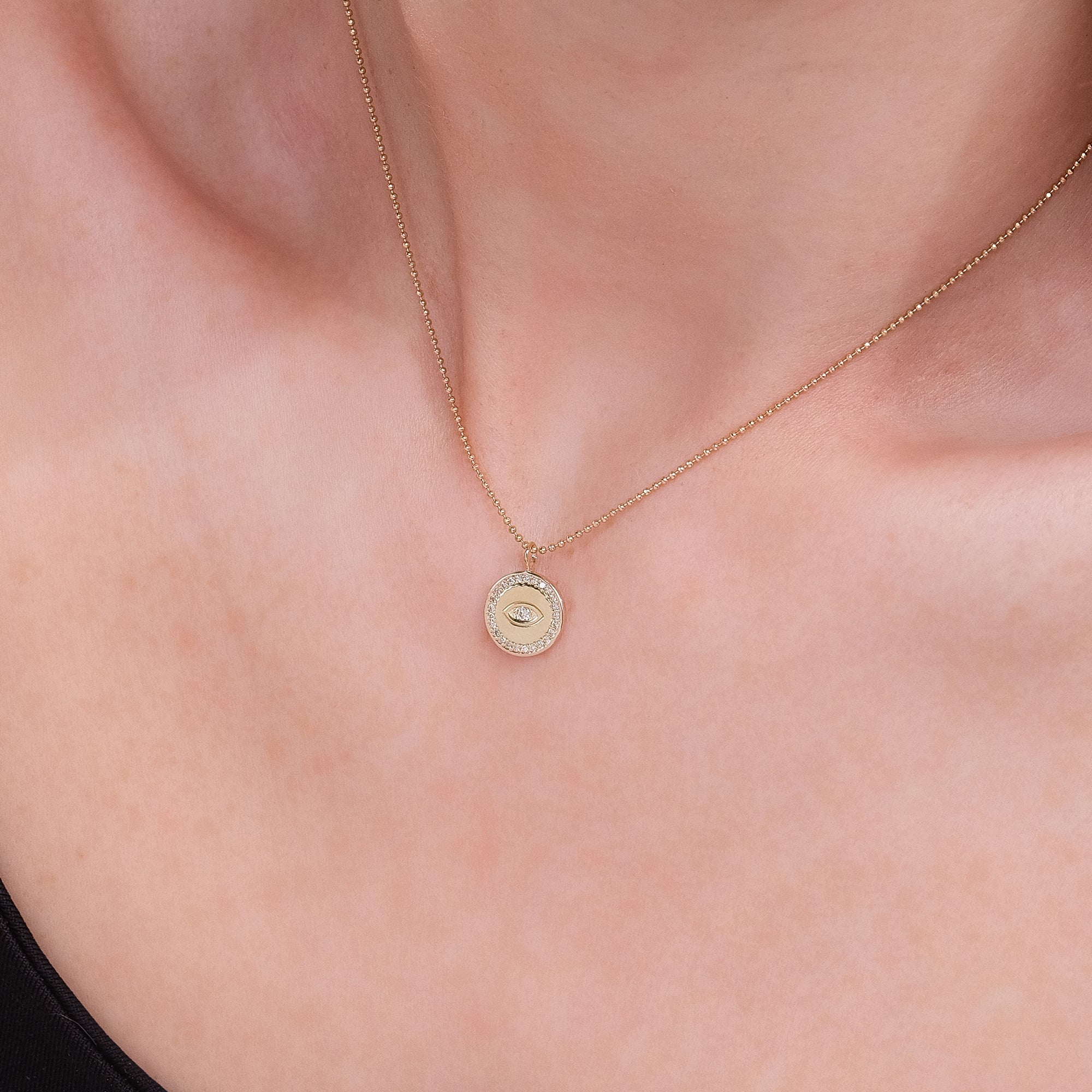 Diamond Sparkling Eye Pendant with Ball Chain