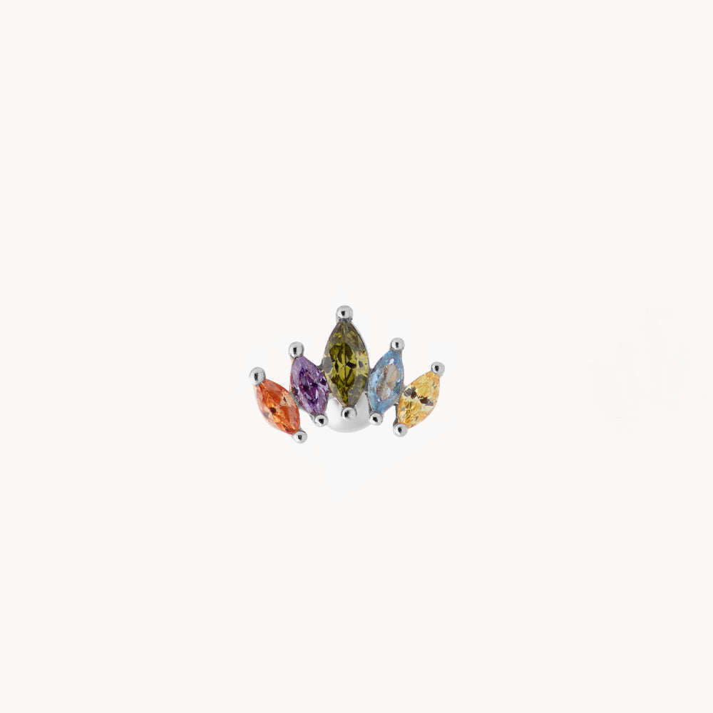 Colorful Crown Piercing: Sterling Silver 925 with 18 Karat Gold Plating - Jewel Edition