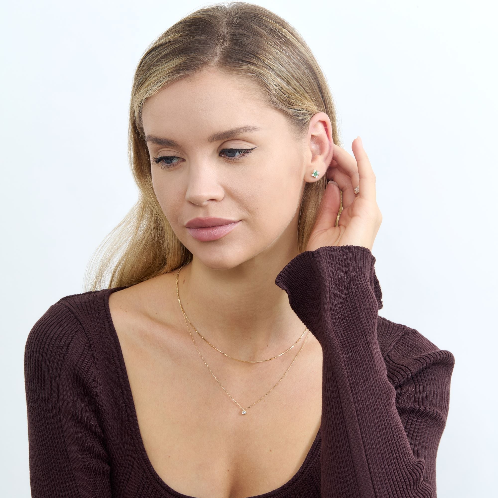 Emerald Blossom Stud Earrings
