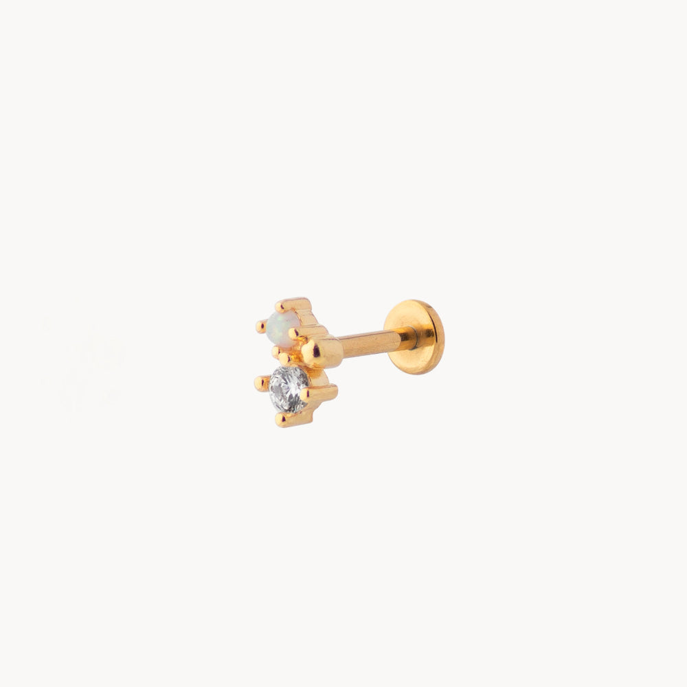 Classic Diana White Piercing: 316L Steel with 18 Carat Gold Plating - Jewel Edition