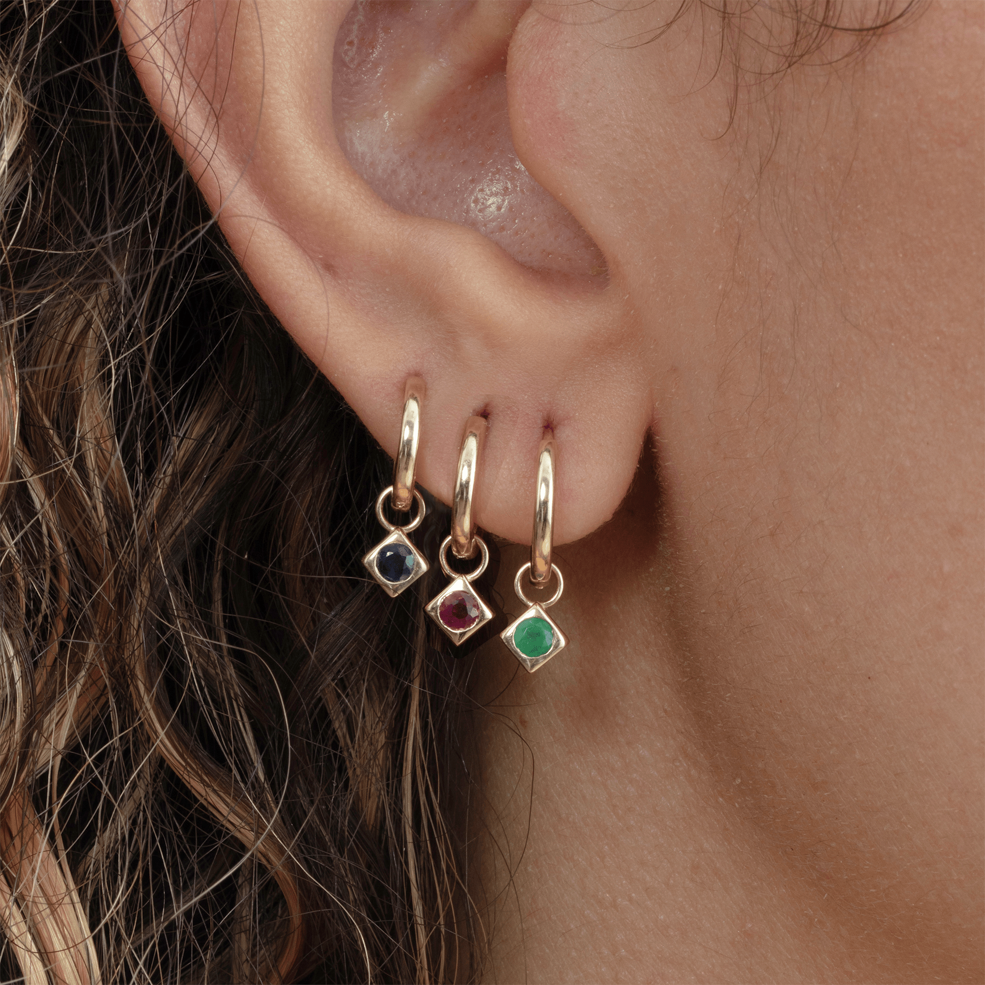 Halo Gem Charm Hoops