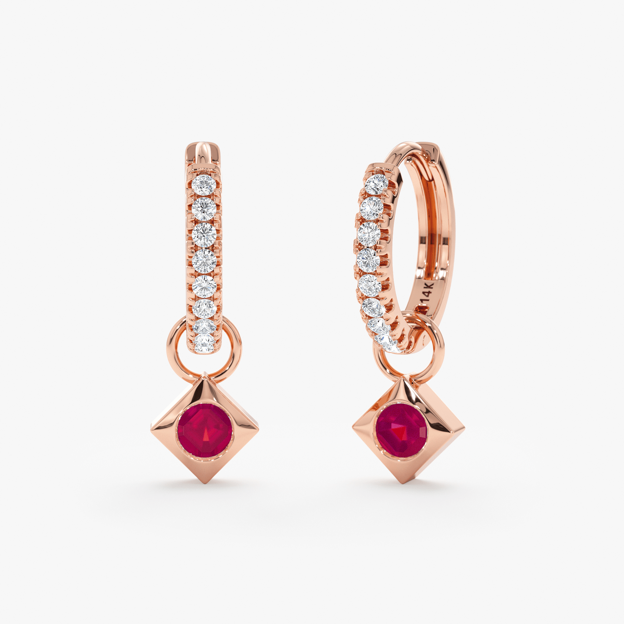 Halo Gem Charm Hoops