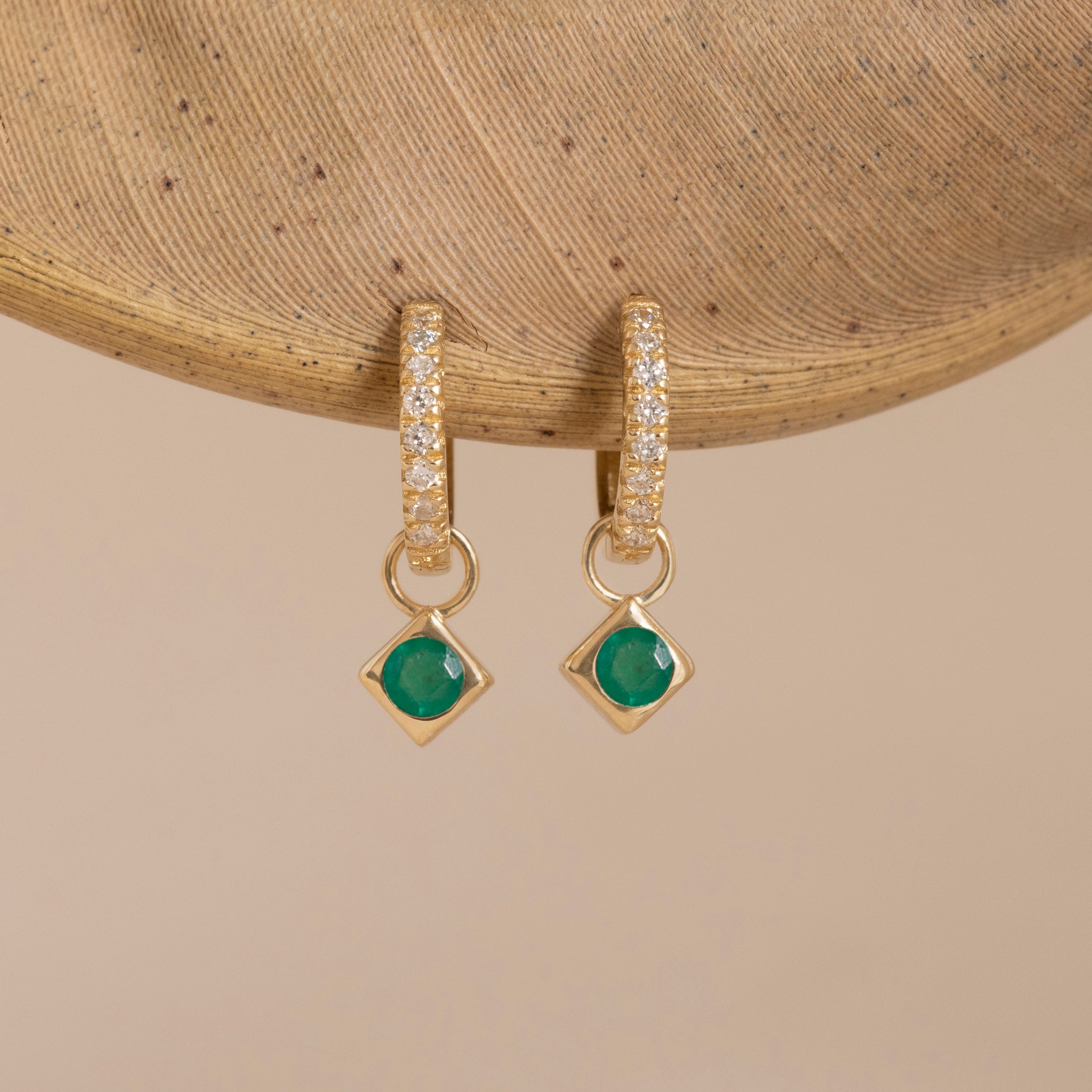 Halo Gem Charm Hoops