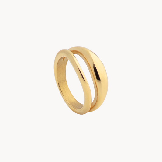 Waterproof Double Ring: Elegant XL Design in 18K Gold-Plated Surgical Steel - Jewel Edition