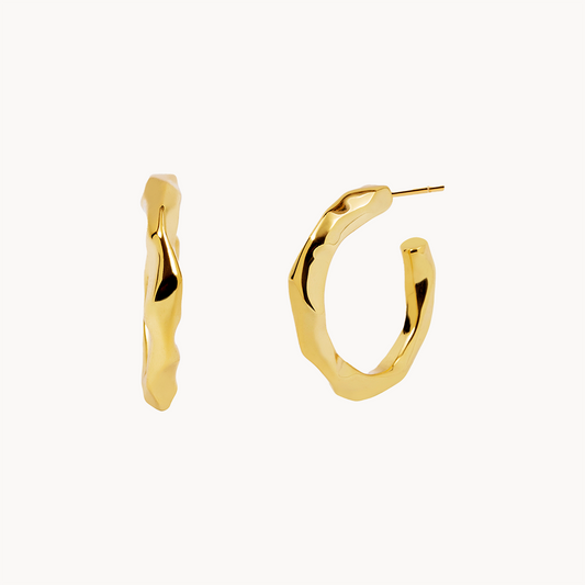 Gaudi Gold-Plated Irregular Hoop Earrings - Jewel Edition