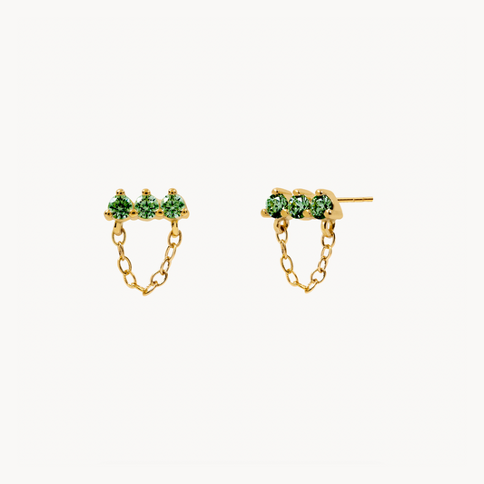 Green Britt Gold-Plated Sterling Silver Earrings - Jewel Edition