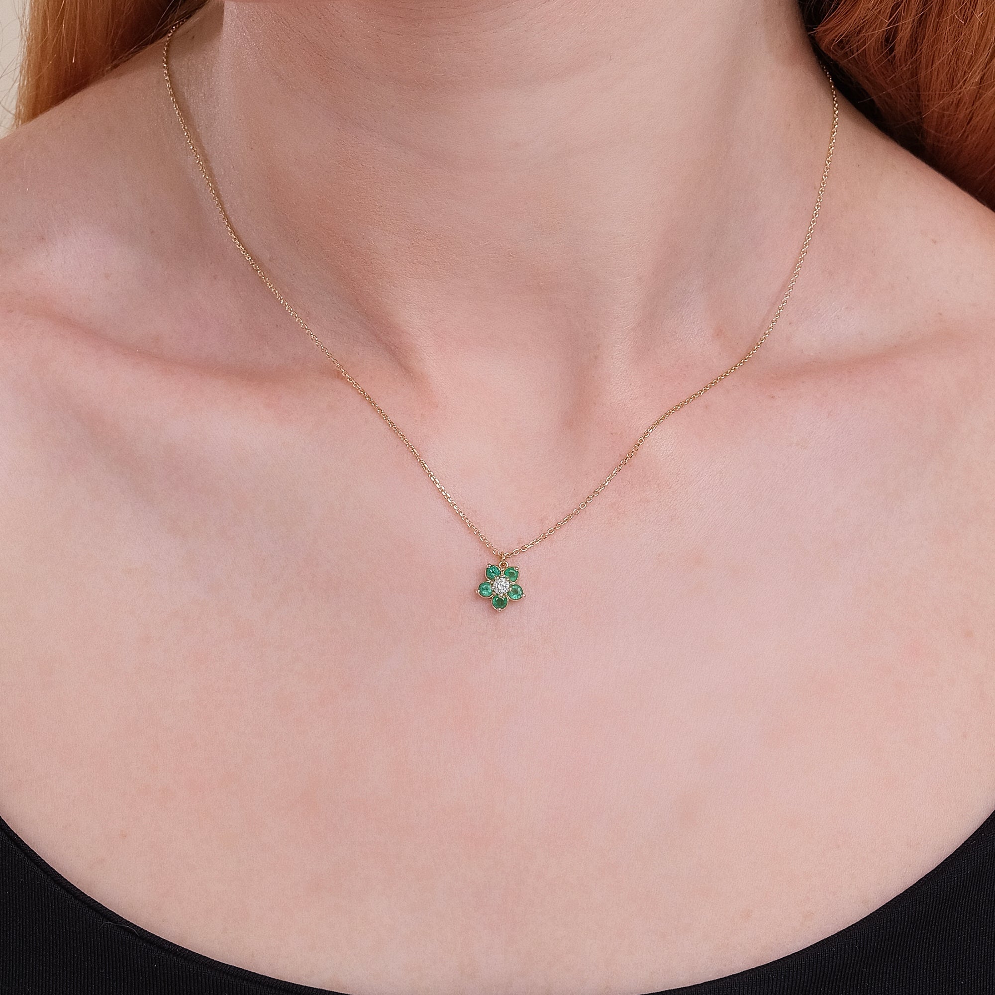 Emerald Flower Bud Necklace