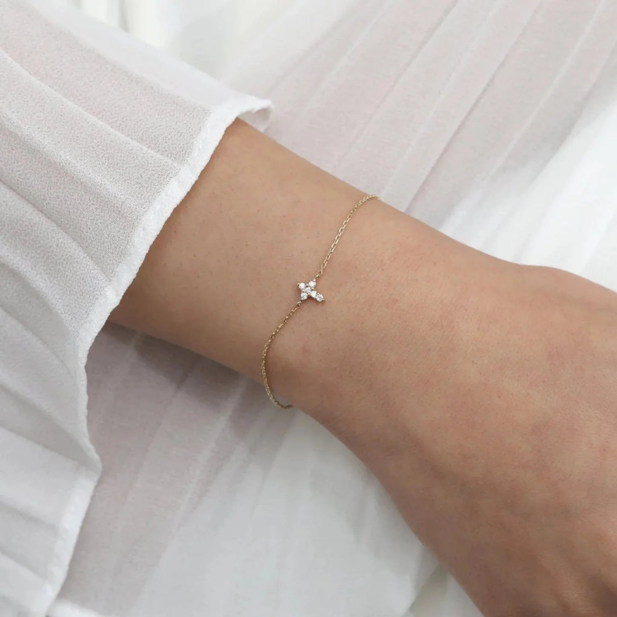 Sparkling Cross Charm Bracelet