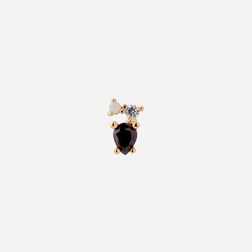 Classic April Gemstone Piercing: 18-Carat Gold-Plated Steel - Jewel Edition