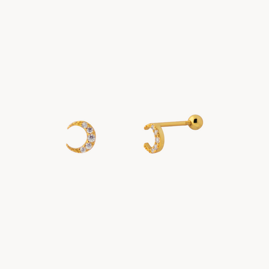 Shiny Moon Sterling Silver 925 Gold-Plated Piercing - Jewel Edition