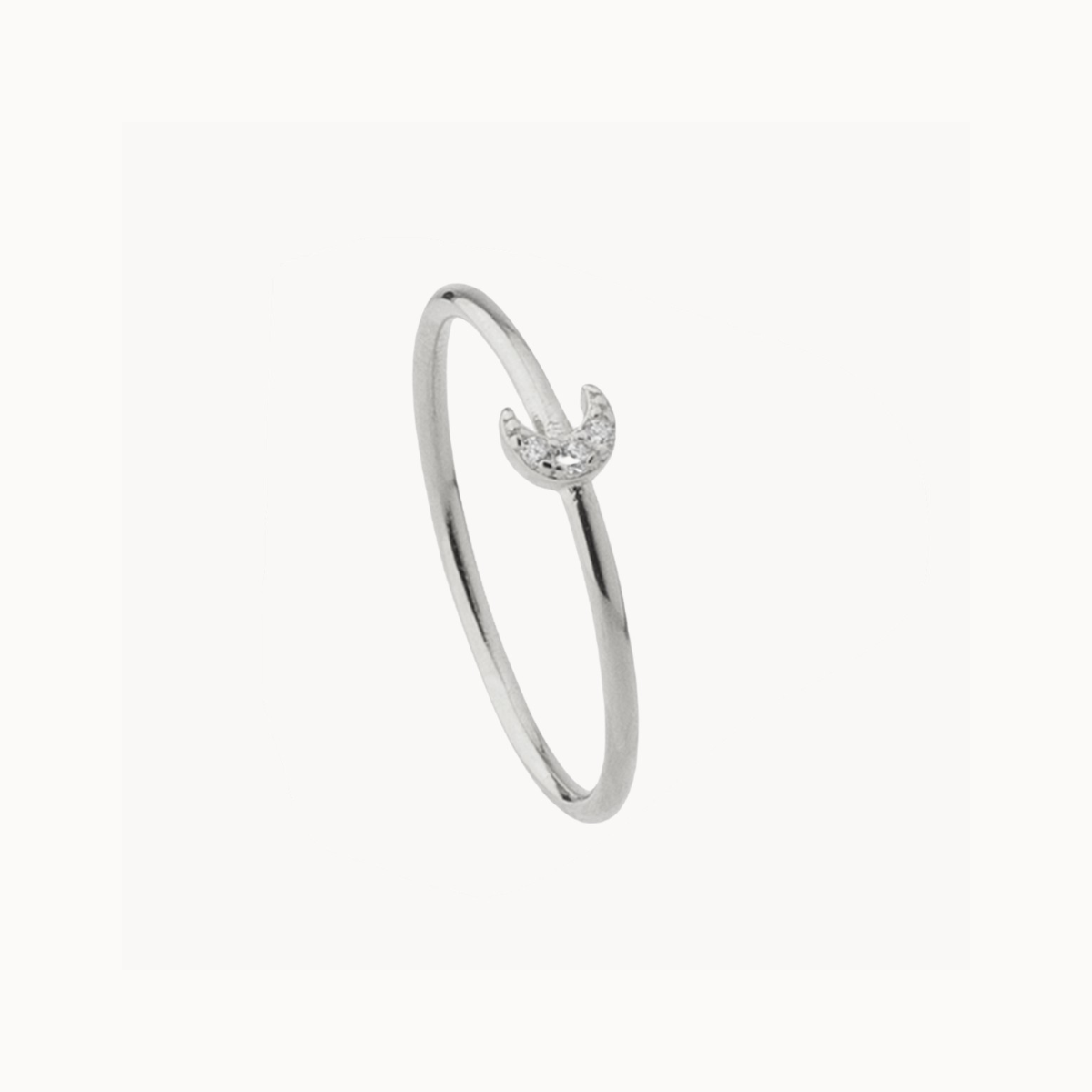 Mystical Elegance: Lune Sterling Silver Ring with White Pavé Zirconia - Jewel Edition