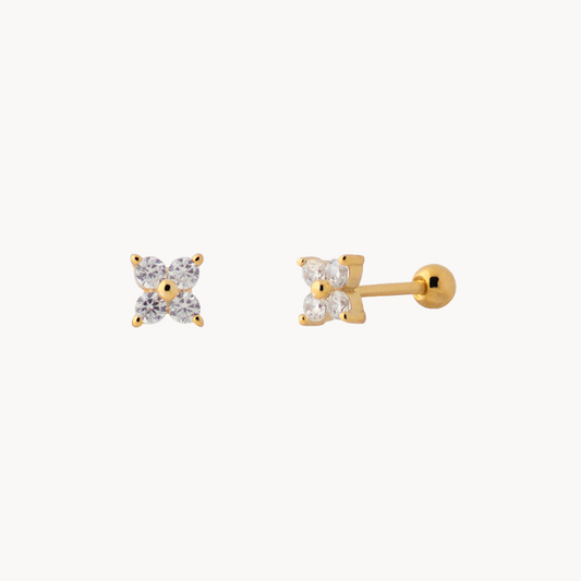 White Margarita Piercing in 18K Gold-Plated Sterling Silver - Jewel Edition