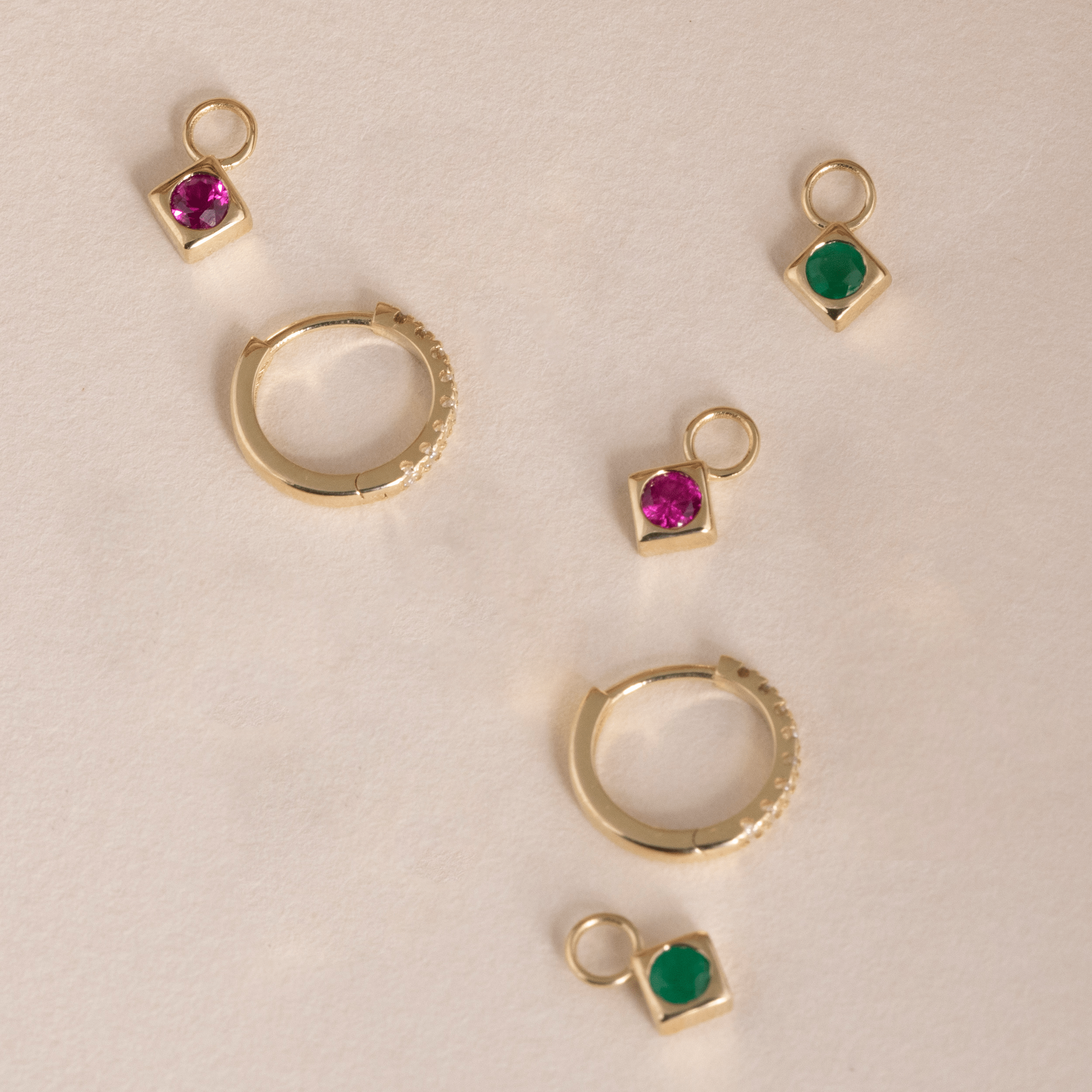 Halo Gem Charm Hoops