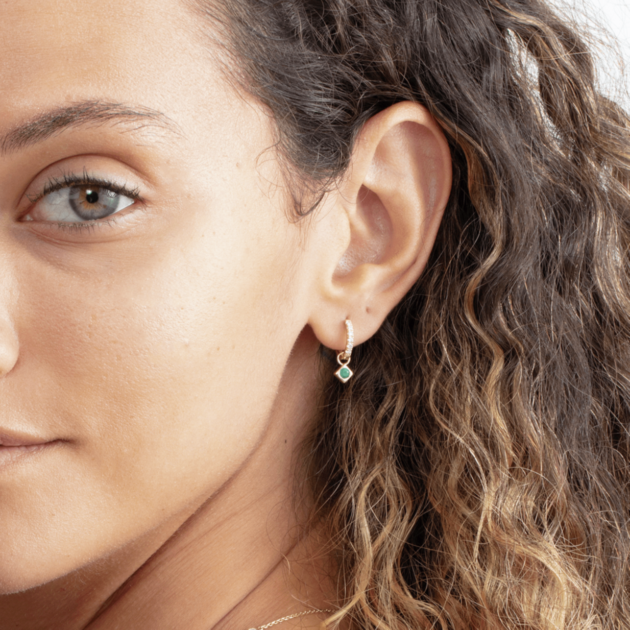 Halo Gem Charm Hoops