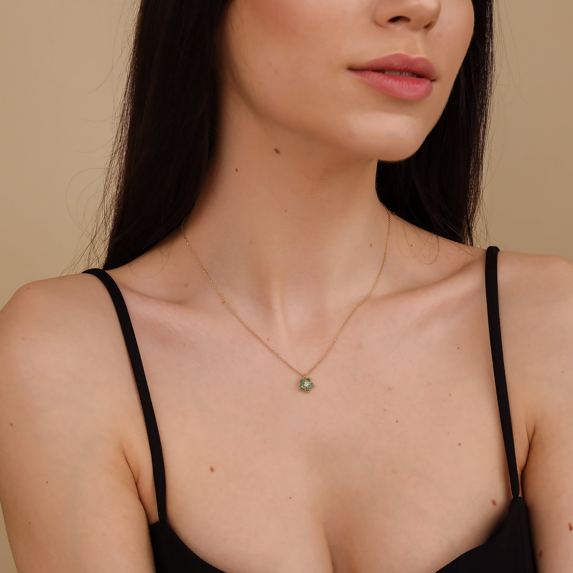 Emerald Flower Bud Necklace