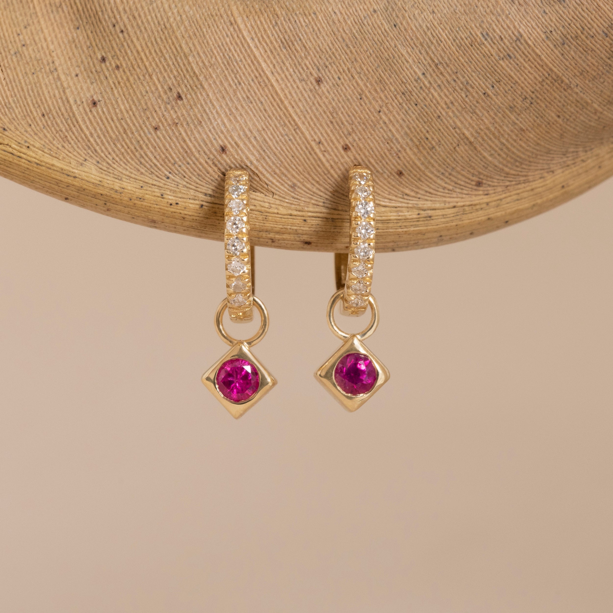 Halo Gem Charm Hoops