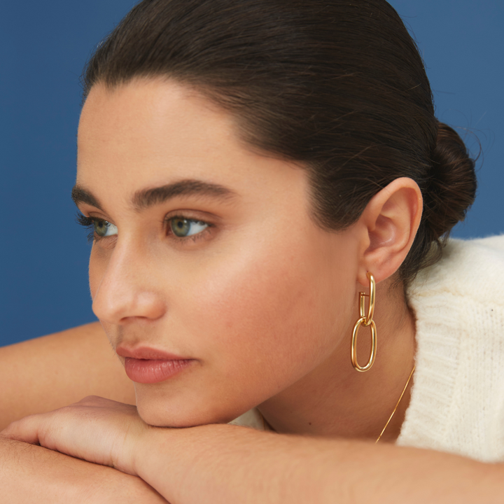 Elegant Sillen Hoop Earrings: Sterling Silver 925 Gold Plated 18kt - Jewel Edition