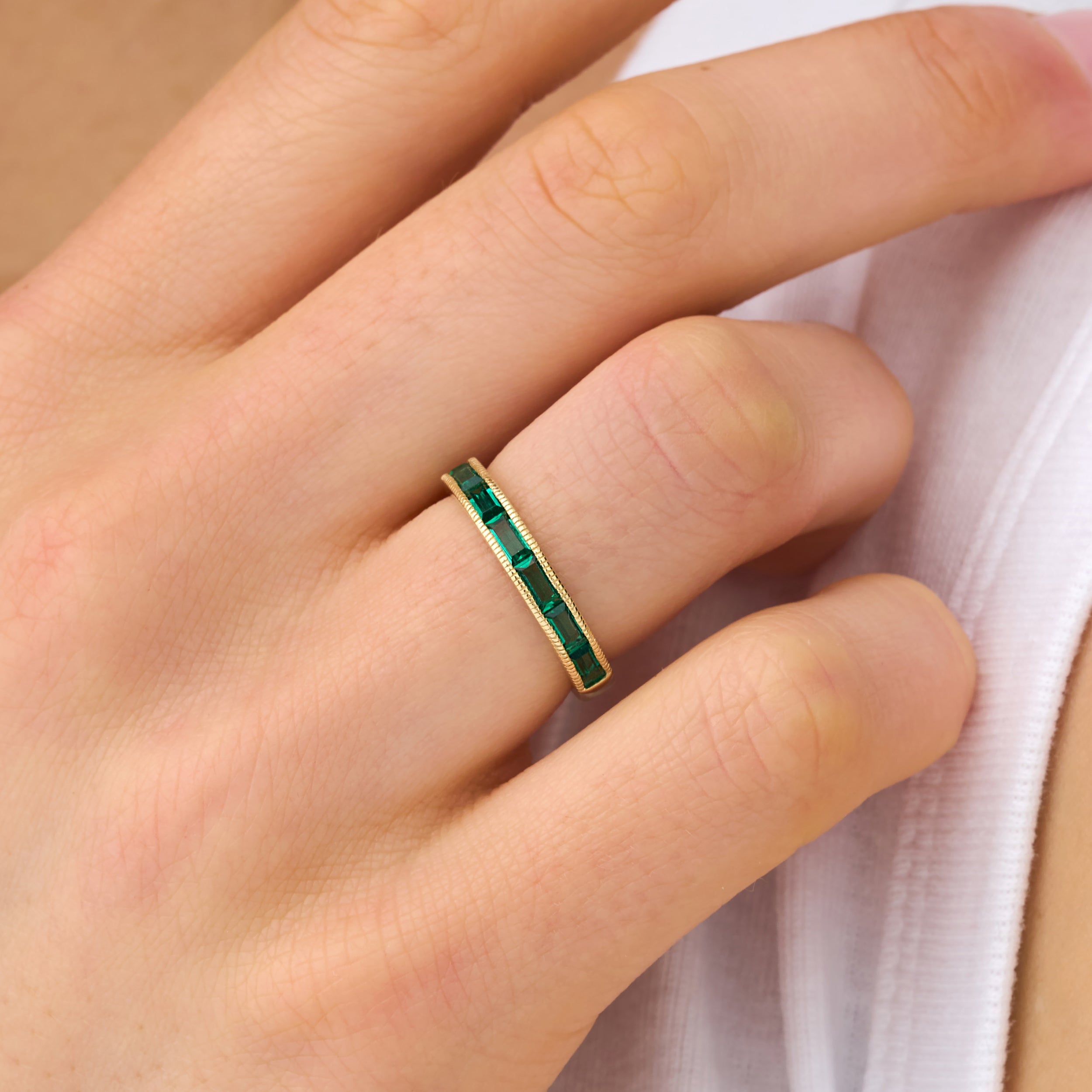 Emerald Bar Channel Ring