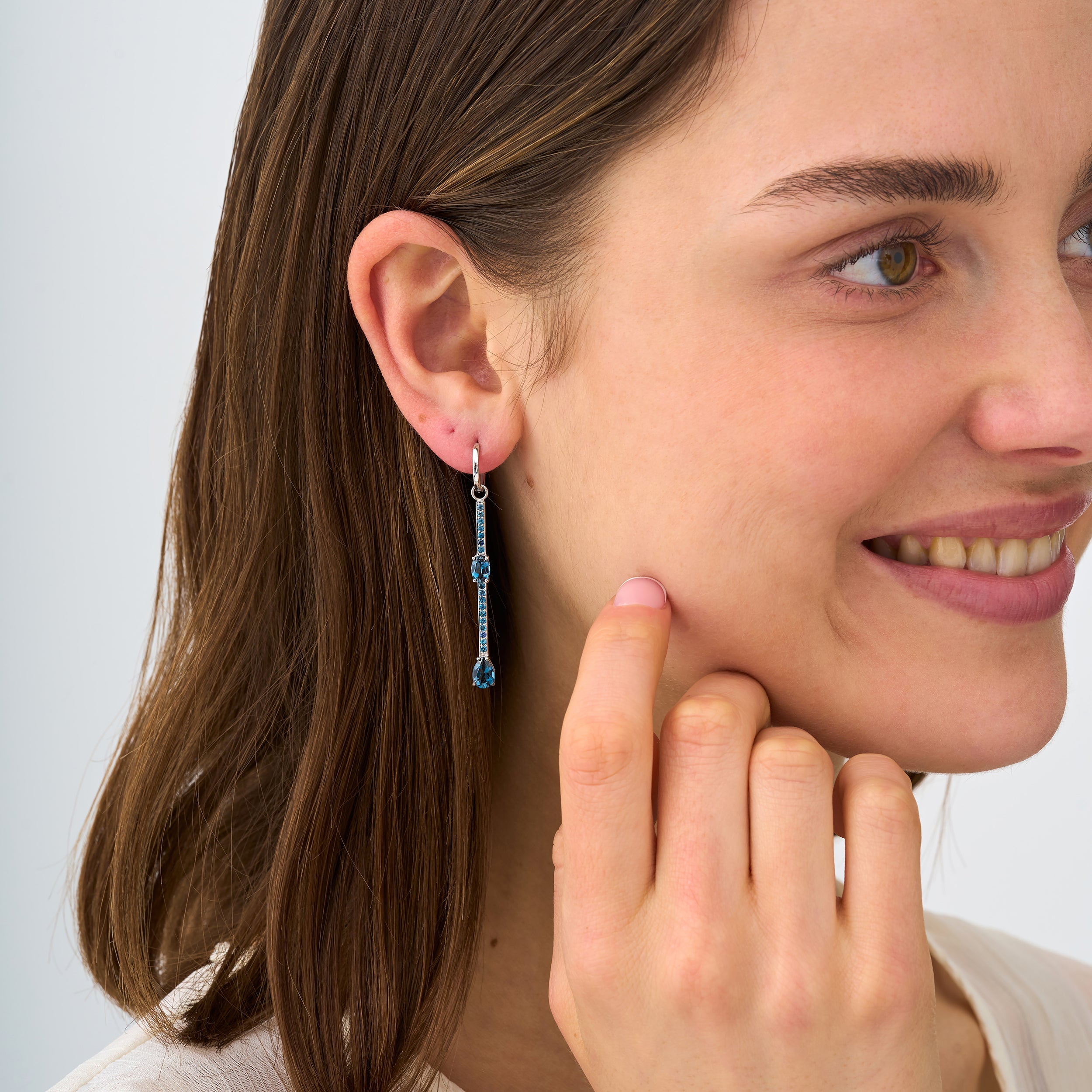 Blue Topaz Linear Drop Earrings