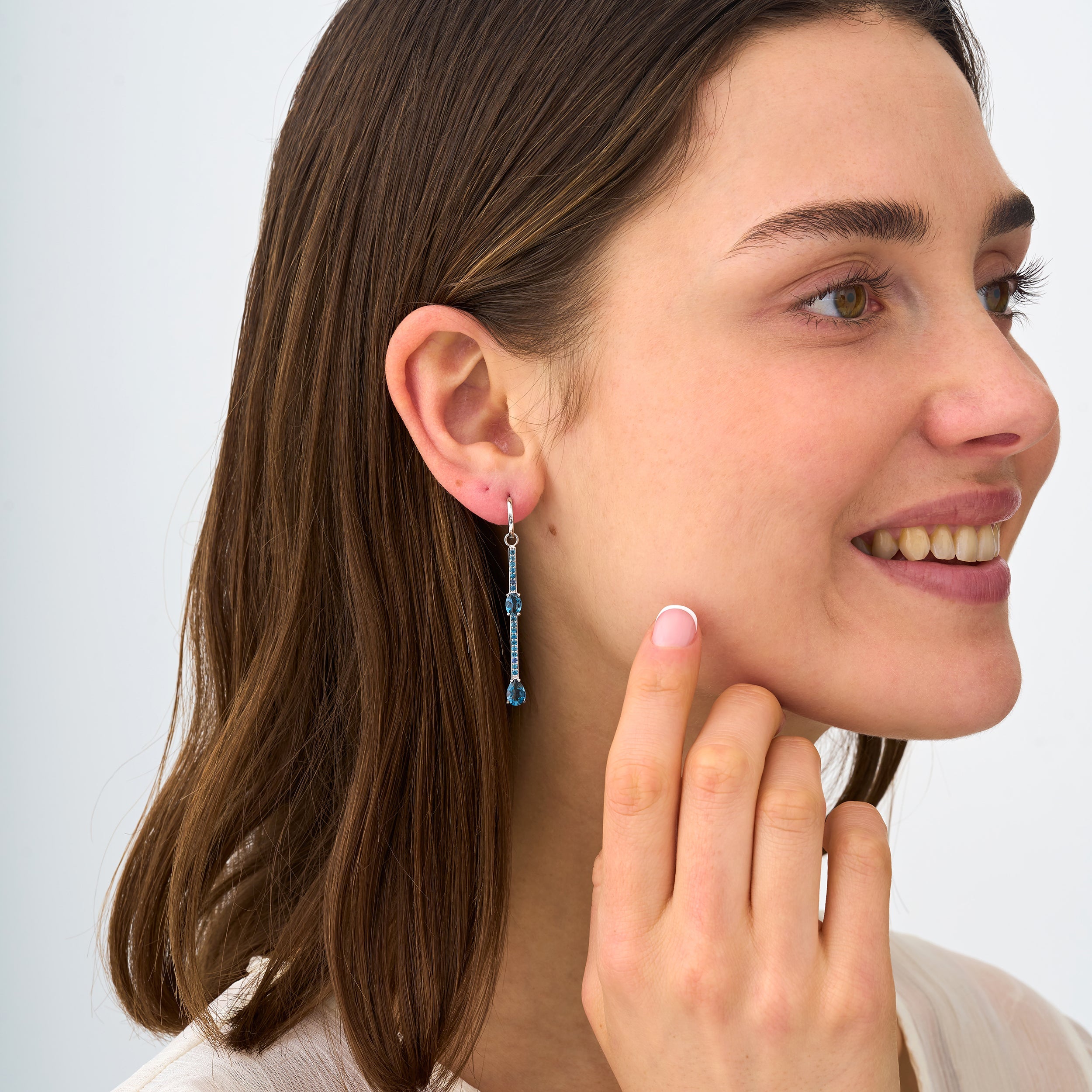 Blue Topaz Linear Drop Earrings