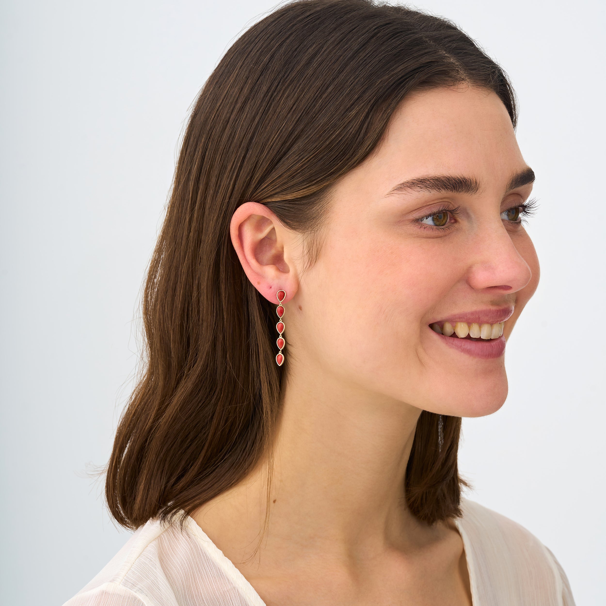 Fiery Coral Drop Earrings
