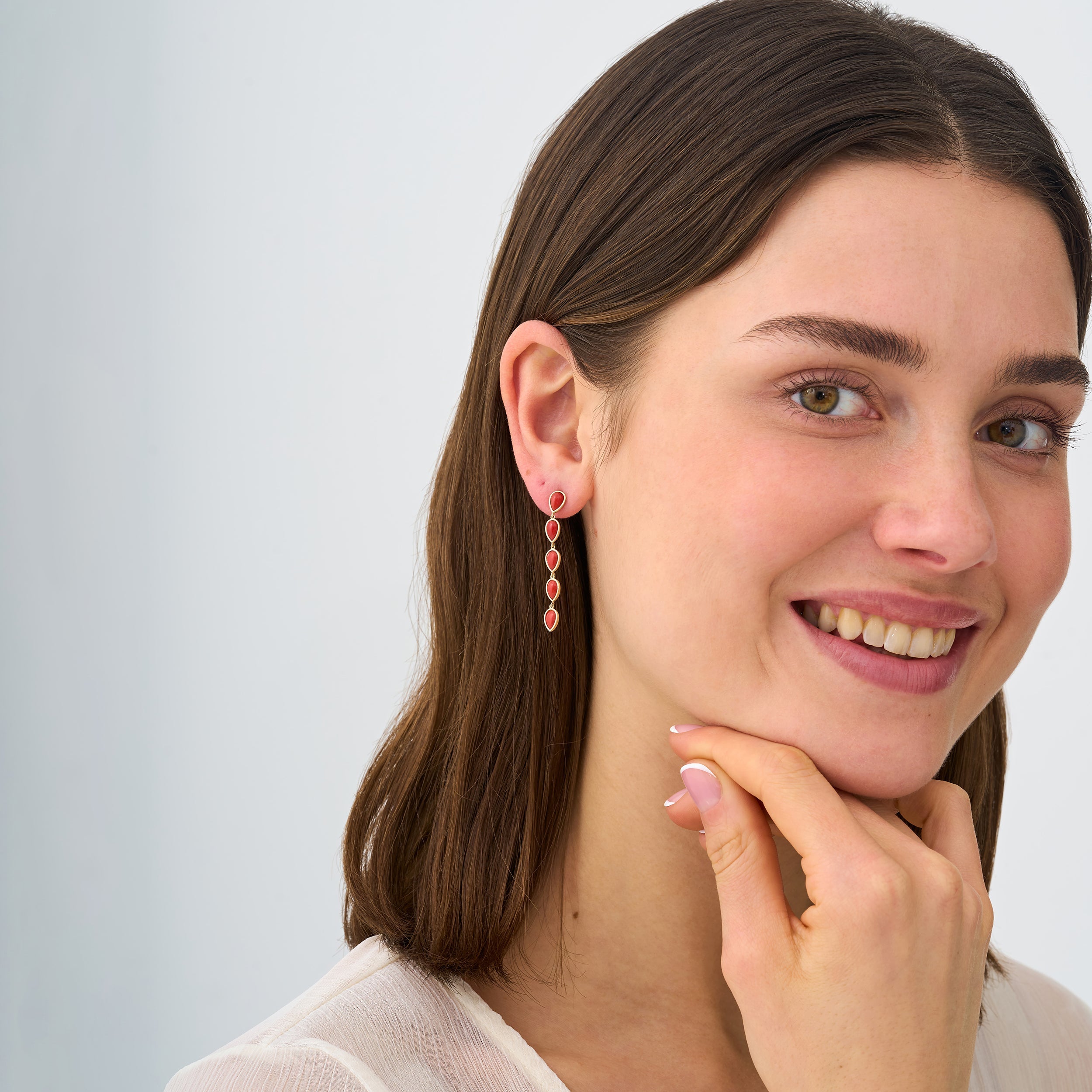 Fiery Coral Drop Earrings