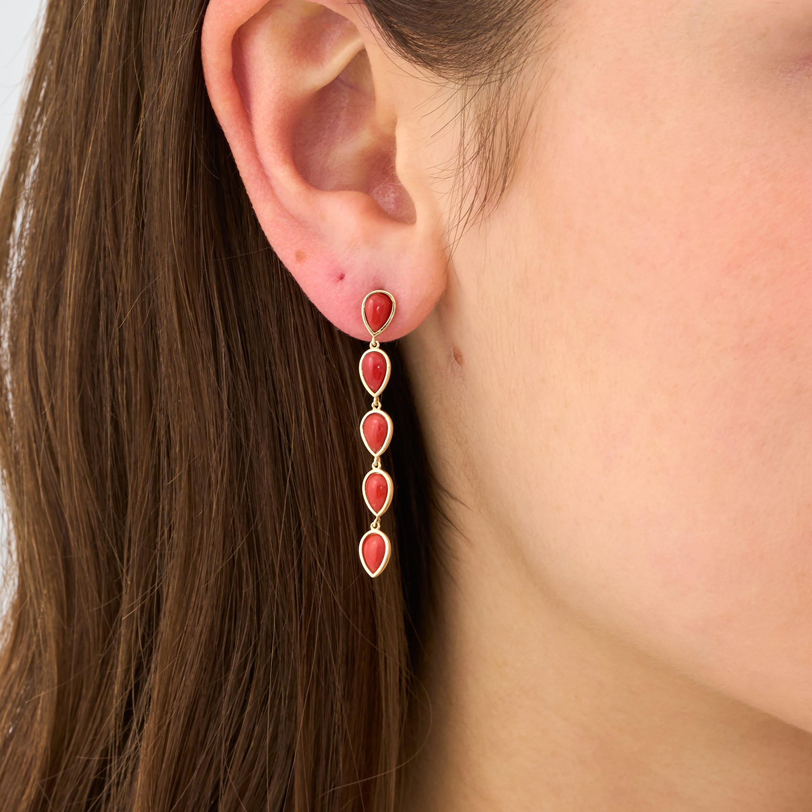 Fiery Coral Drop Earrings