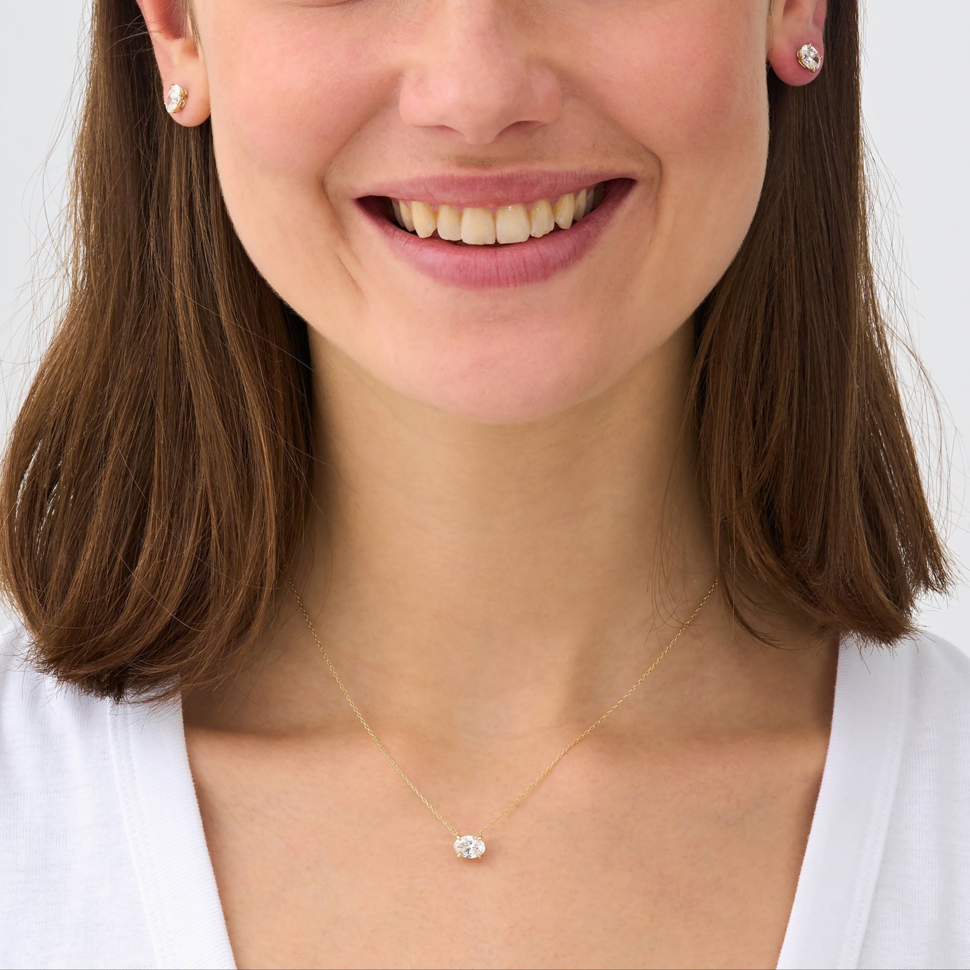 Oval Lab Diamond Solitaire Necklace