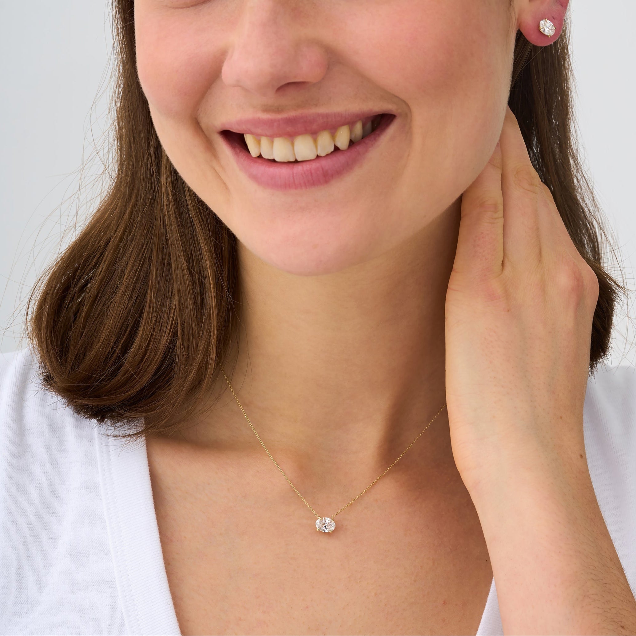 Oval Lab Diamond Solitaire Necklace