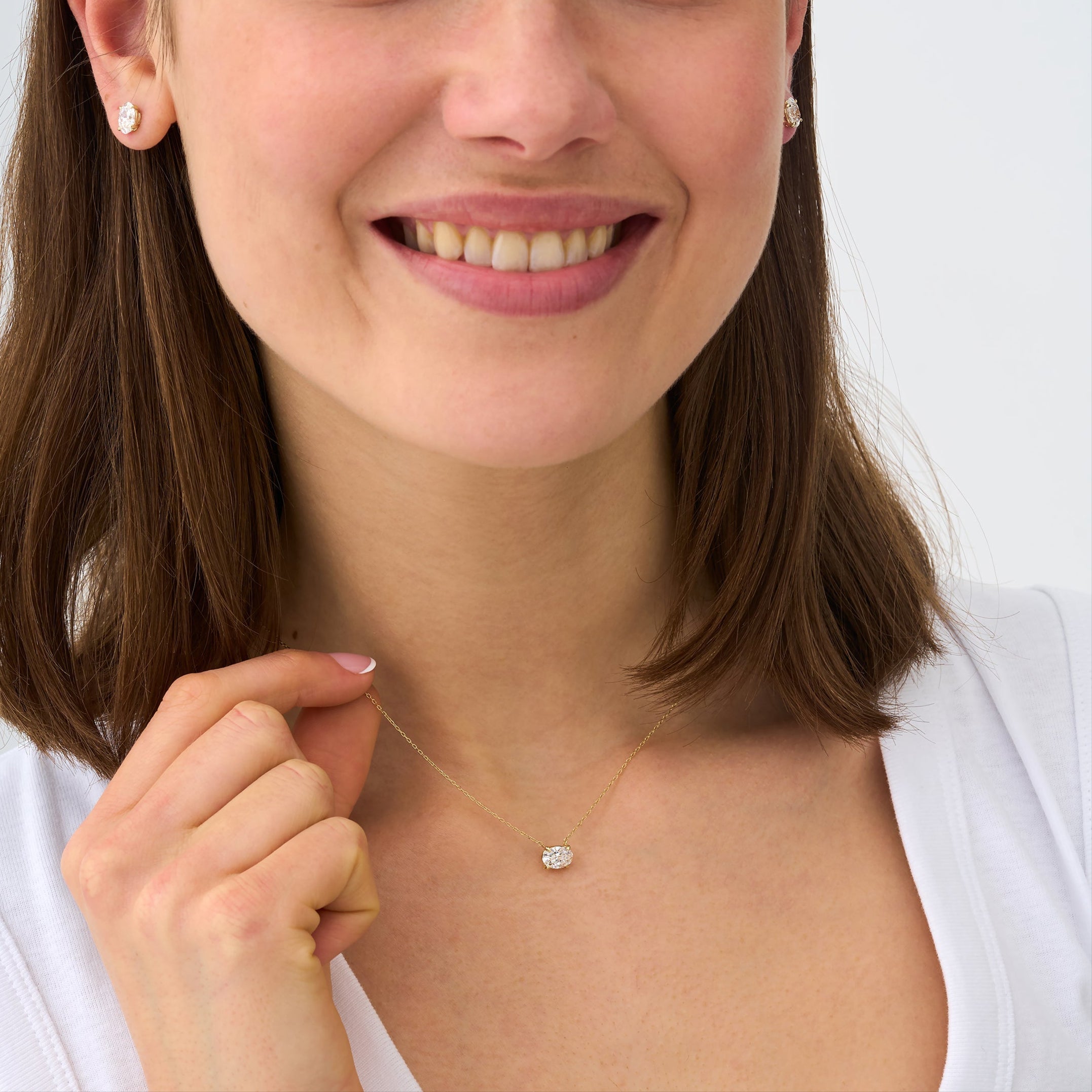 Oval Lab Diamond Solitaire Necklace