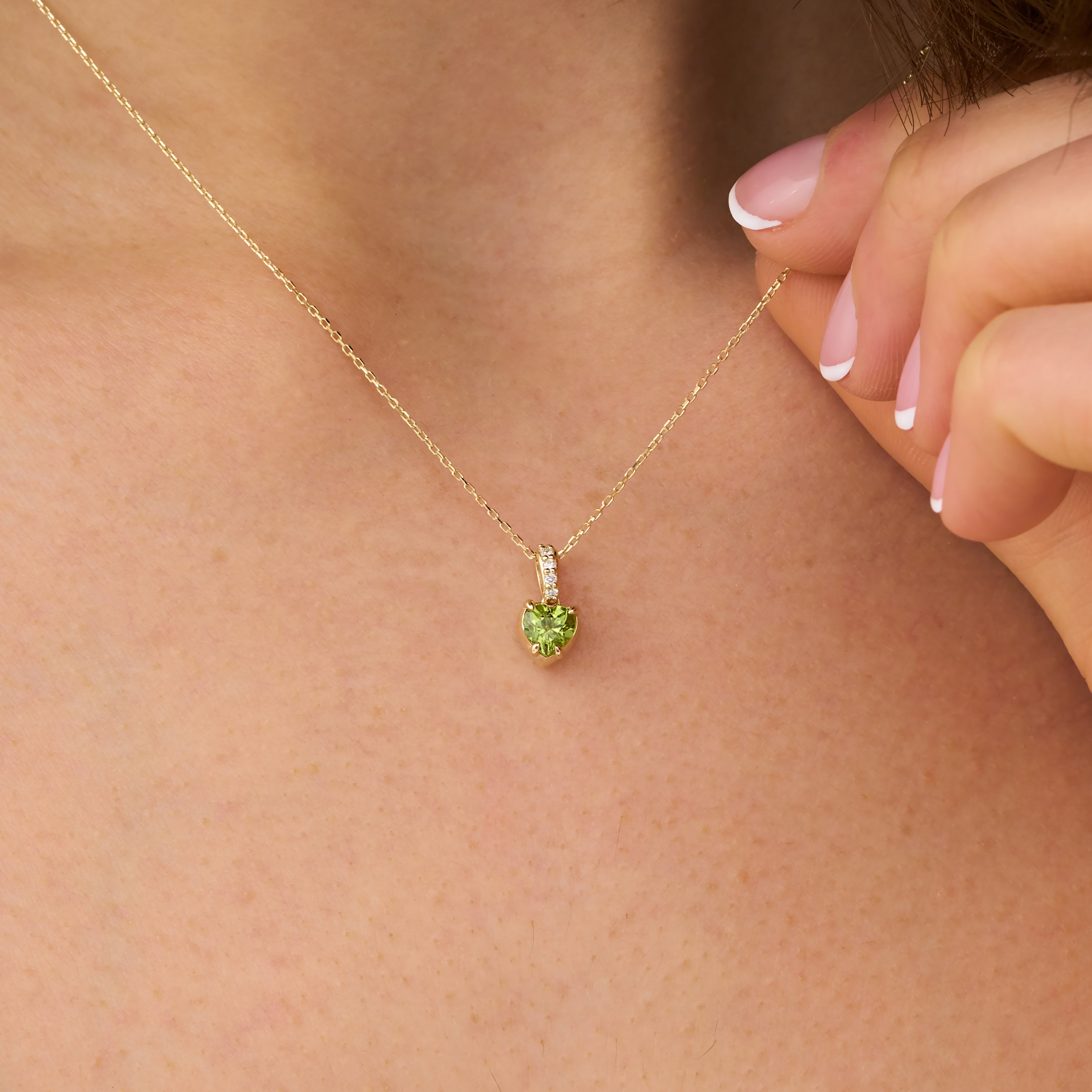 Peridot Heart Glow Necklace