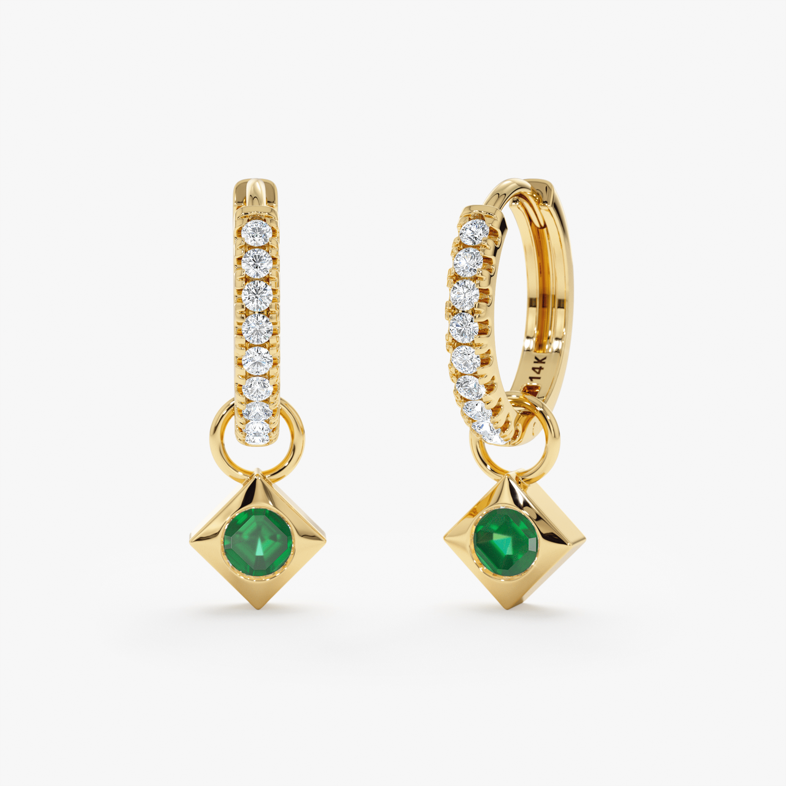 Halo Gem Charm Hoops