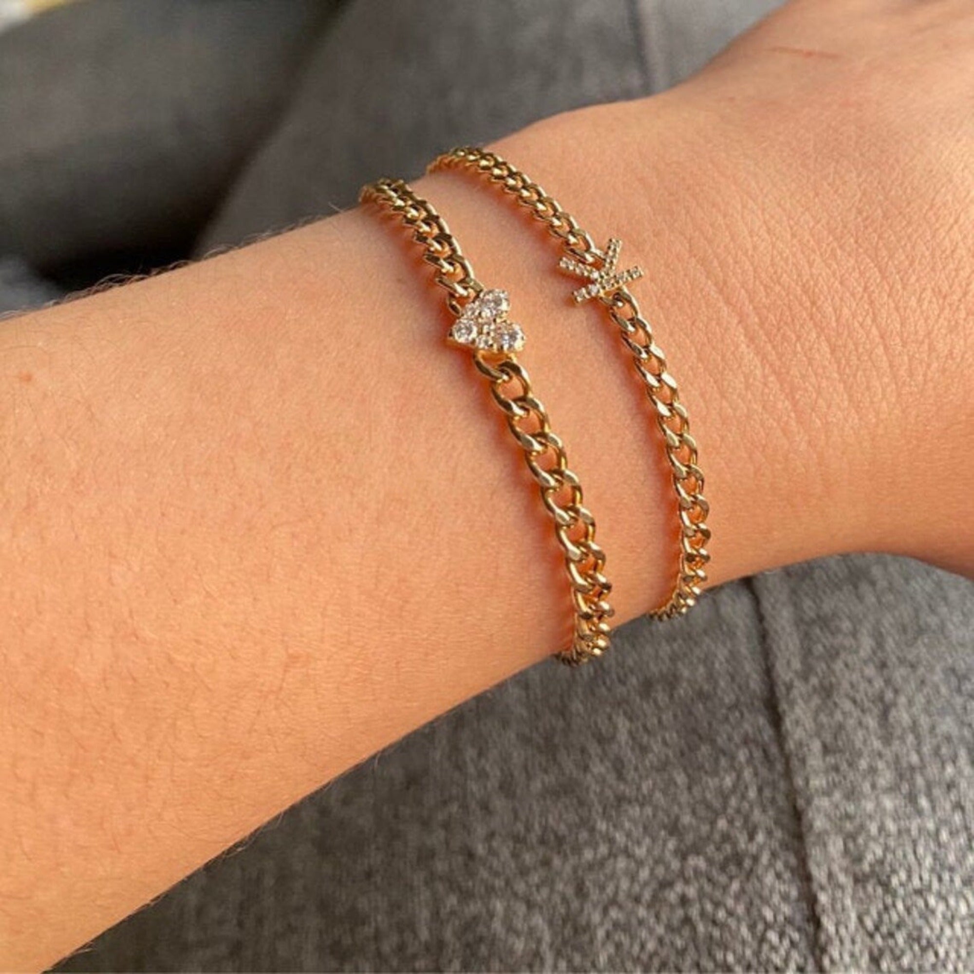 Initial Cuban Chain Bracelet